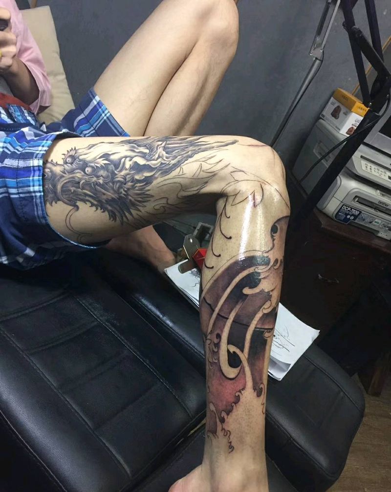 盘龙腿（未完待续）纹身图片