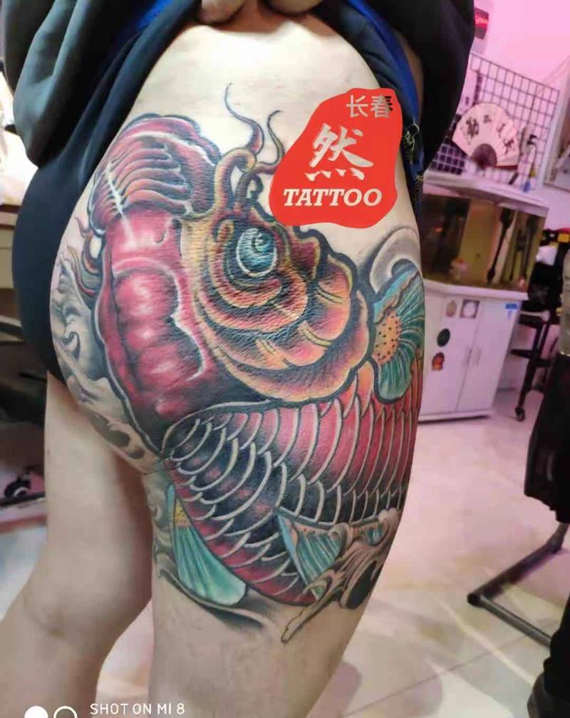 李占东的大胖头线稿纹身图片_新传统纹身图案