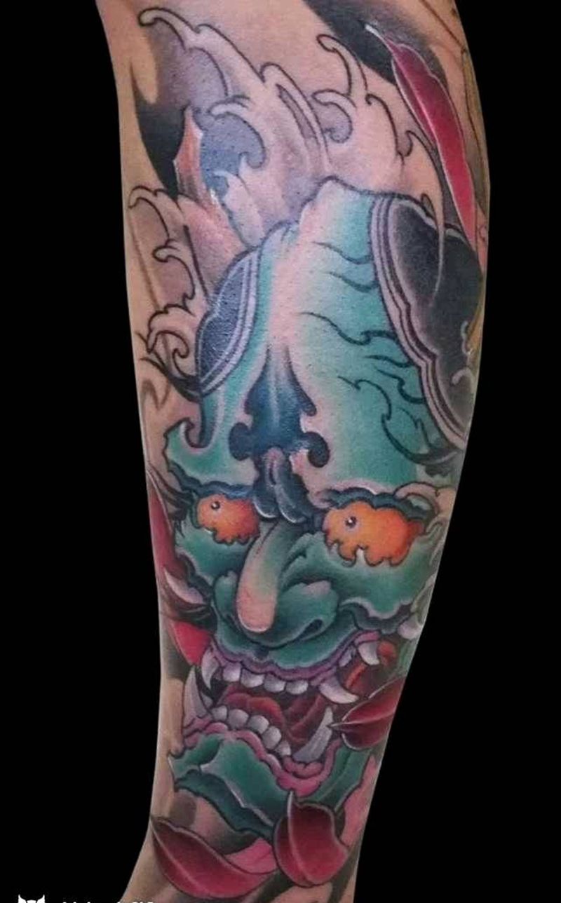 彩色般若纹身图片_新传统纹身图案