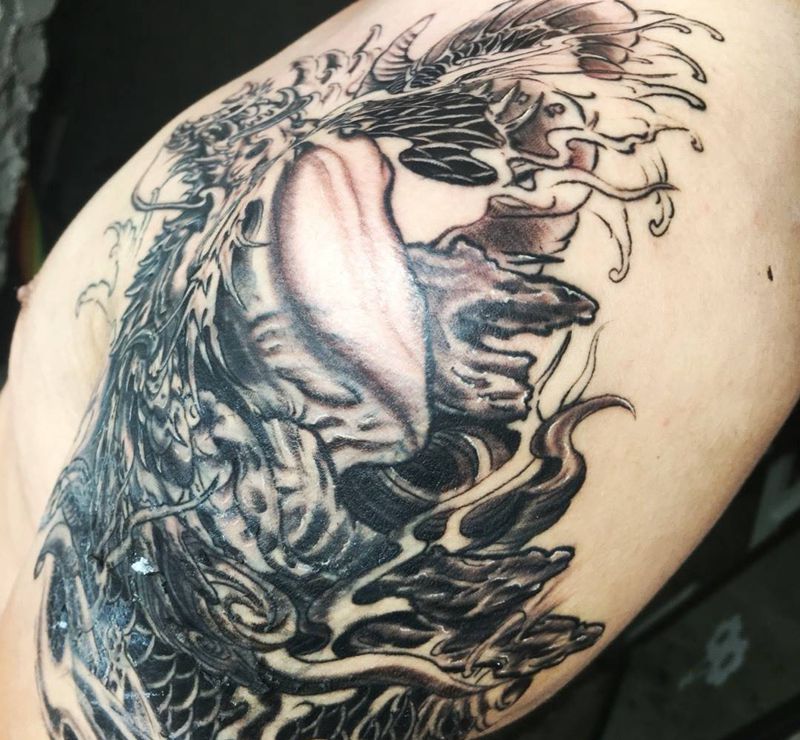 旧图遮盖鳌鱼纹身图片