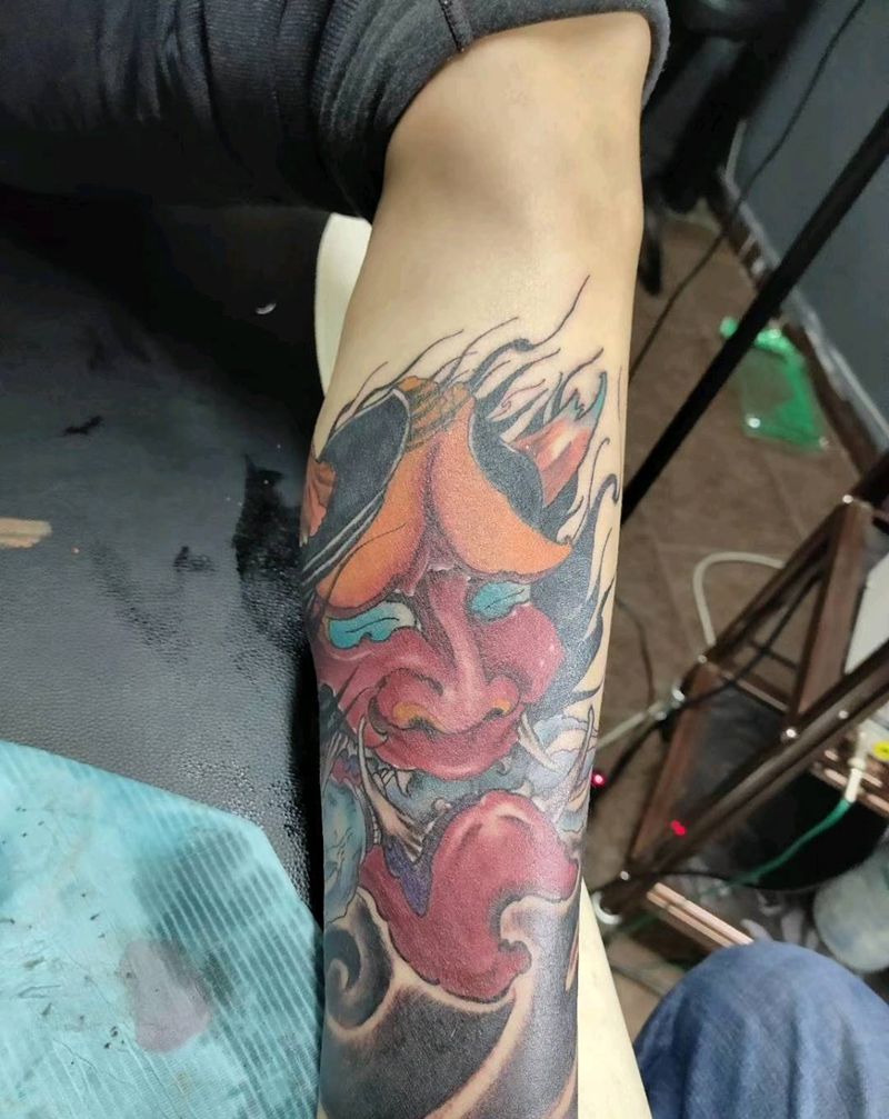 彩色般若纹身图片_新传统纹身图案