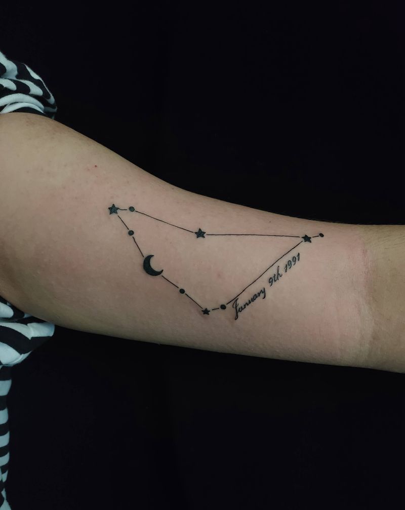 摩羯座纹身图片_手臂几何摩羯座纹身图案