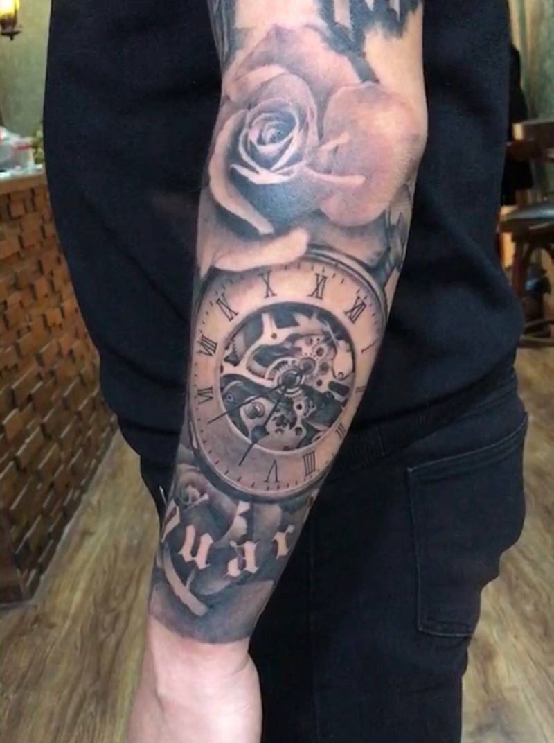 花臂未完纹身图片_手臂欧美写实纹身图案