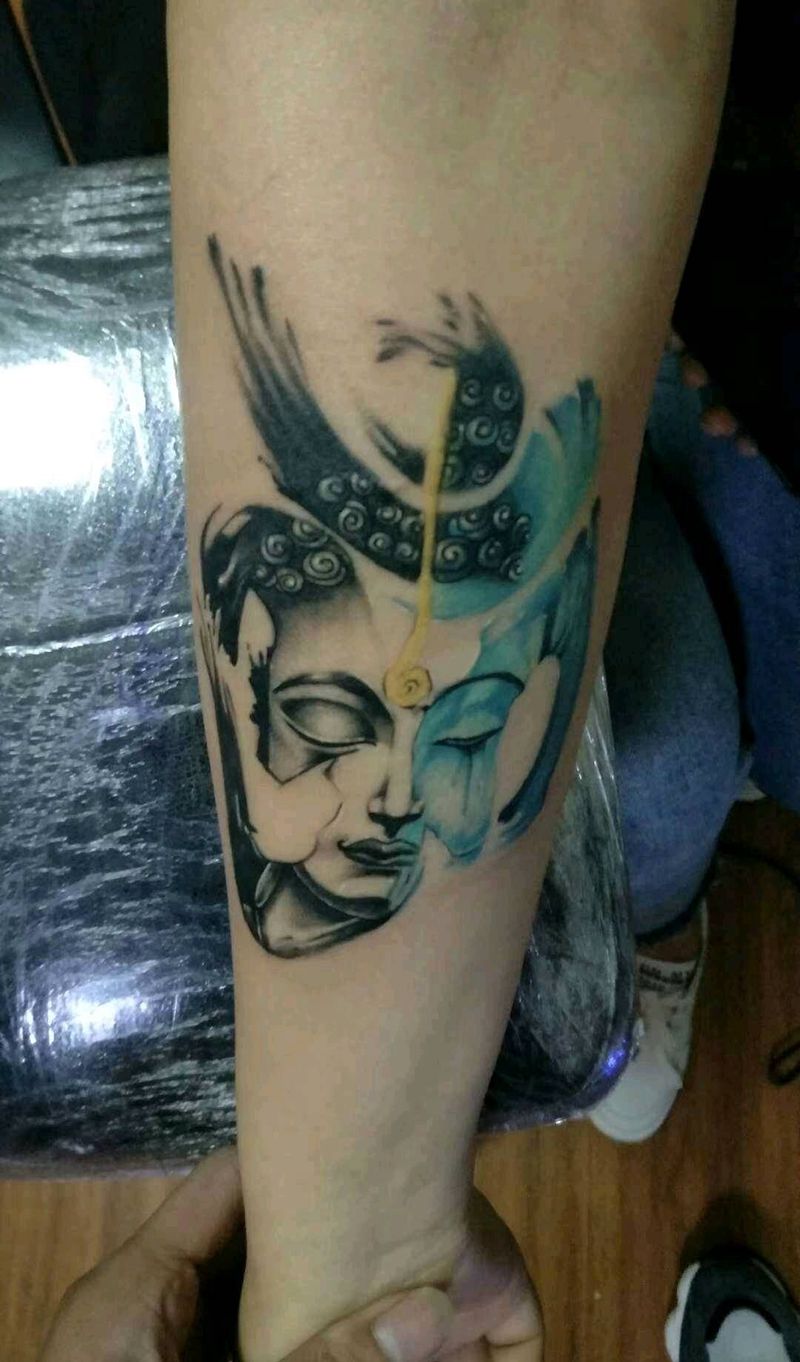 梵文佛纹身图片_水墨纹身图案