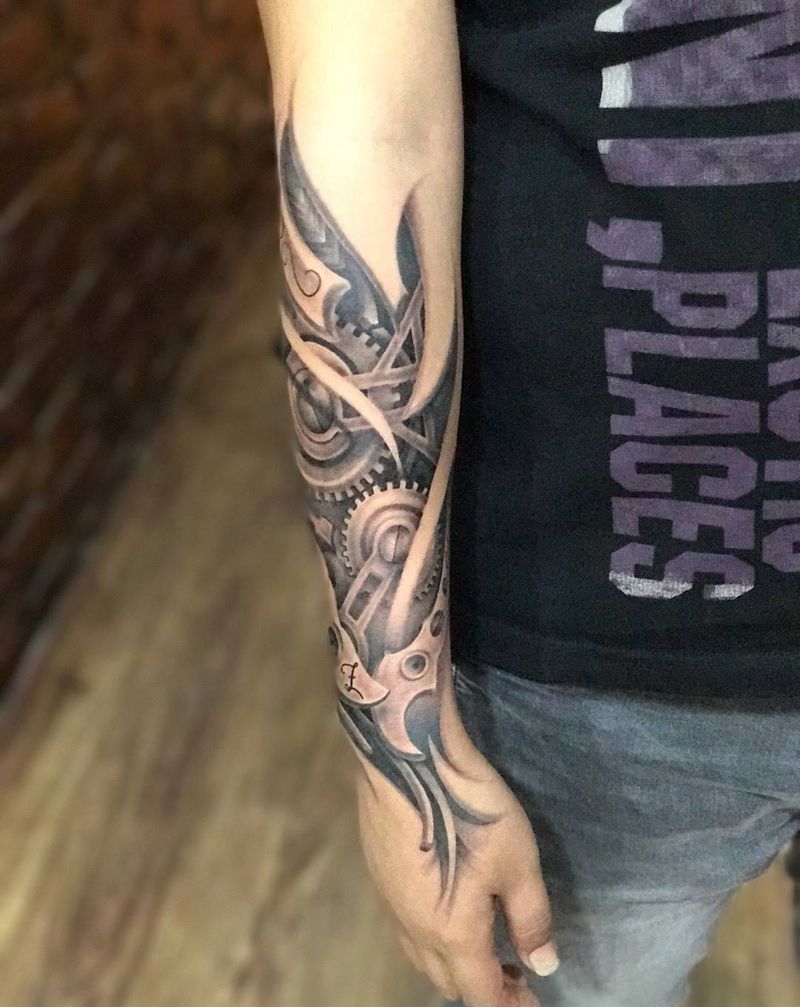 机械臂纹身图片_手臂手部欧美写实机械纹身图案
