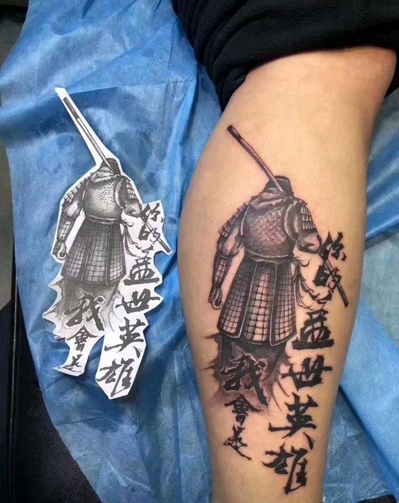 我会是你的盖世英雄纹身图片_腿部纹身图案