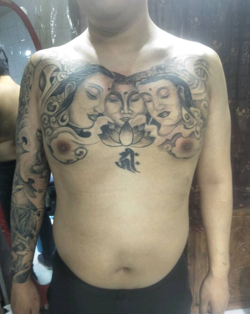 佛教题材纹身图片_新传统纹身图案