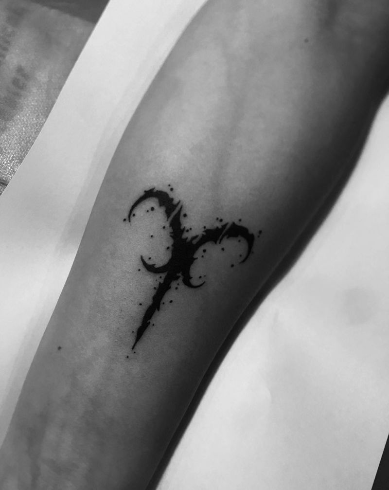 白羊座 暗黑系纹身图片_手臂图腾纹身图案