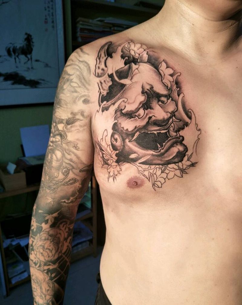 般若纹身图片_胸部纹身图案