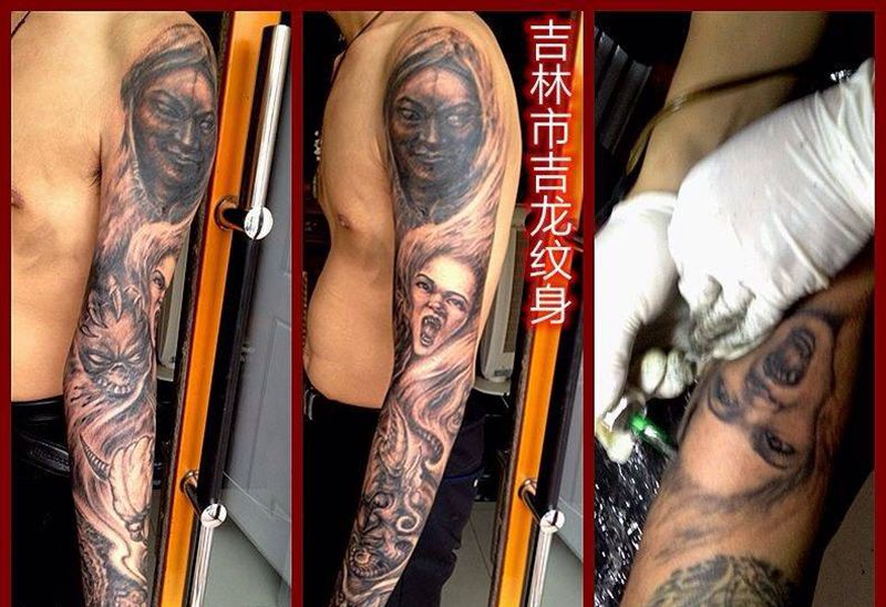 鬼花臂纹身图片