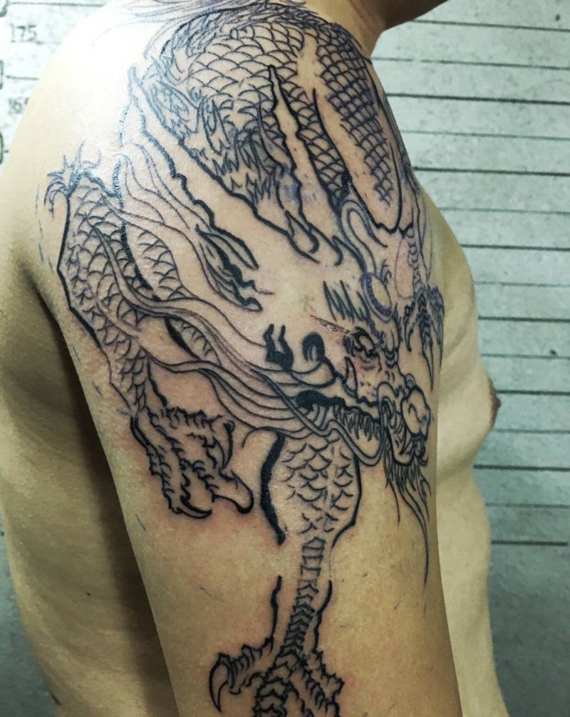 麒麟未完成纹身图片