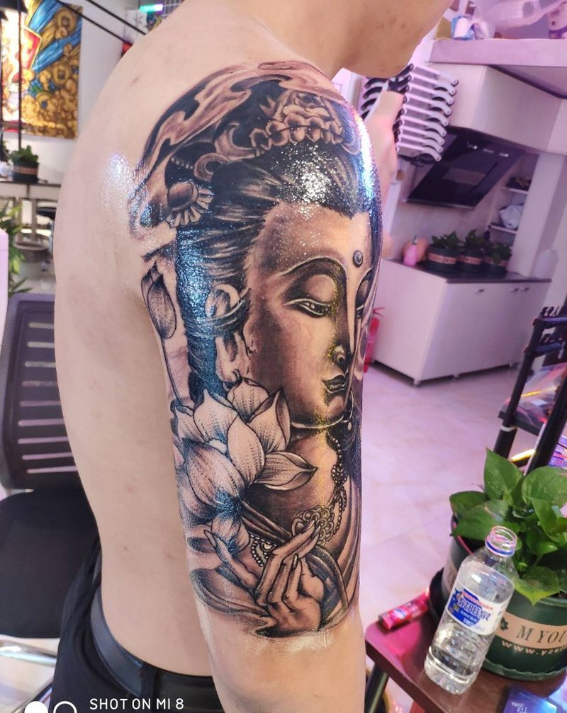 观音纹身图片_新传统纹身图案