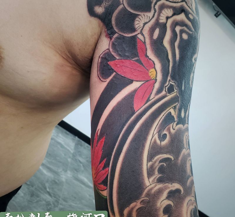 日式遮盖纹身图片_手臂老传统纹身图案