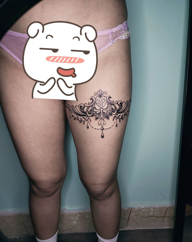 腿环～纹身图片_腿部点刺图腾纹身图案