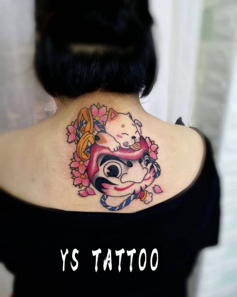 彩色达摩纹身图片