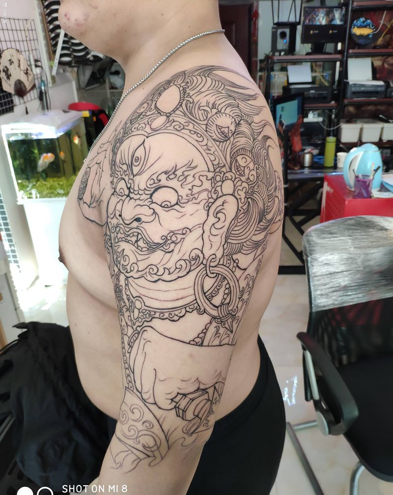 大黑天纹身图片_新传统纹身图案