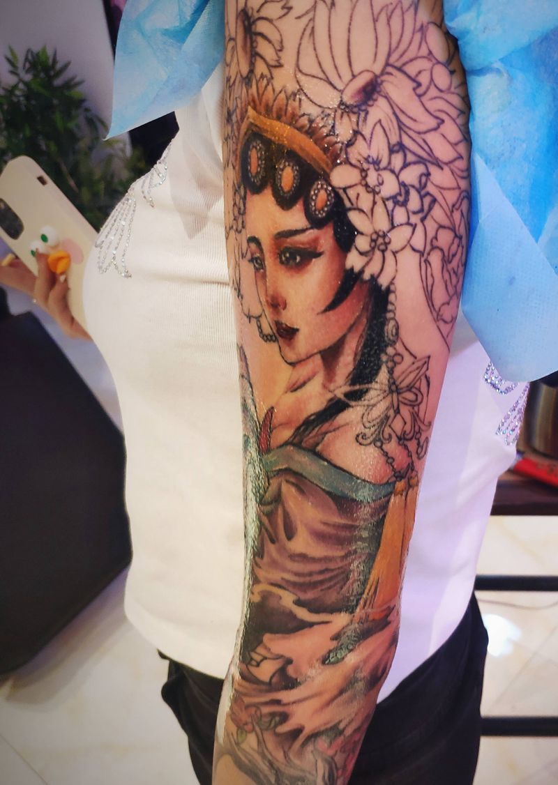 花旦纹身图片_新传统纹身图案