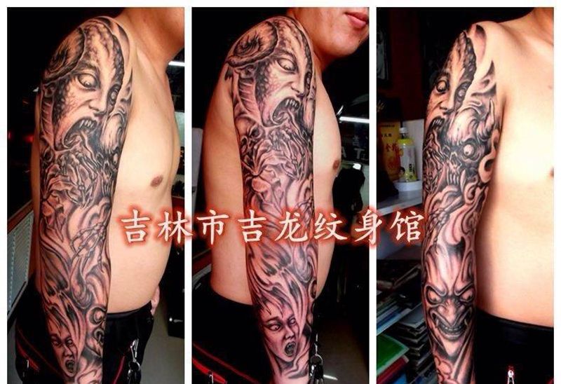 鬼花臂纹身图片