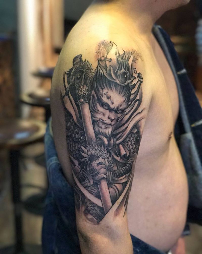 齐天大圣纹身图片_成品手稿手臂传统肖像人物鬼神宗教纹身图案