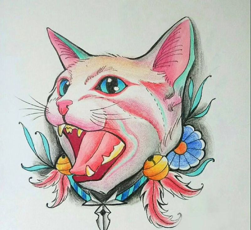 喵喵手稿纹身图片