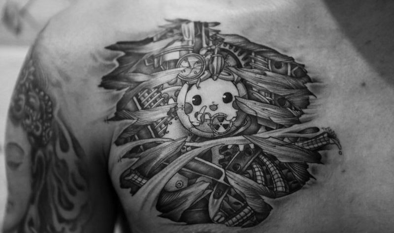 机械比卡丘纹身图片