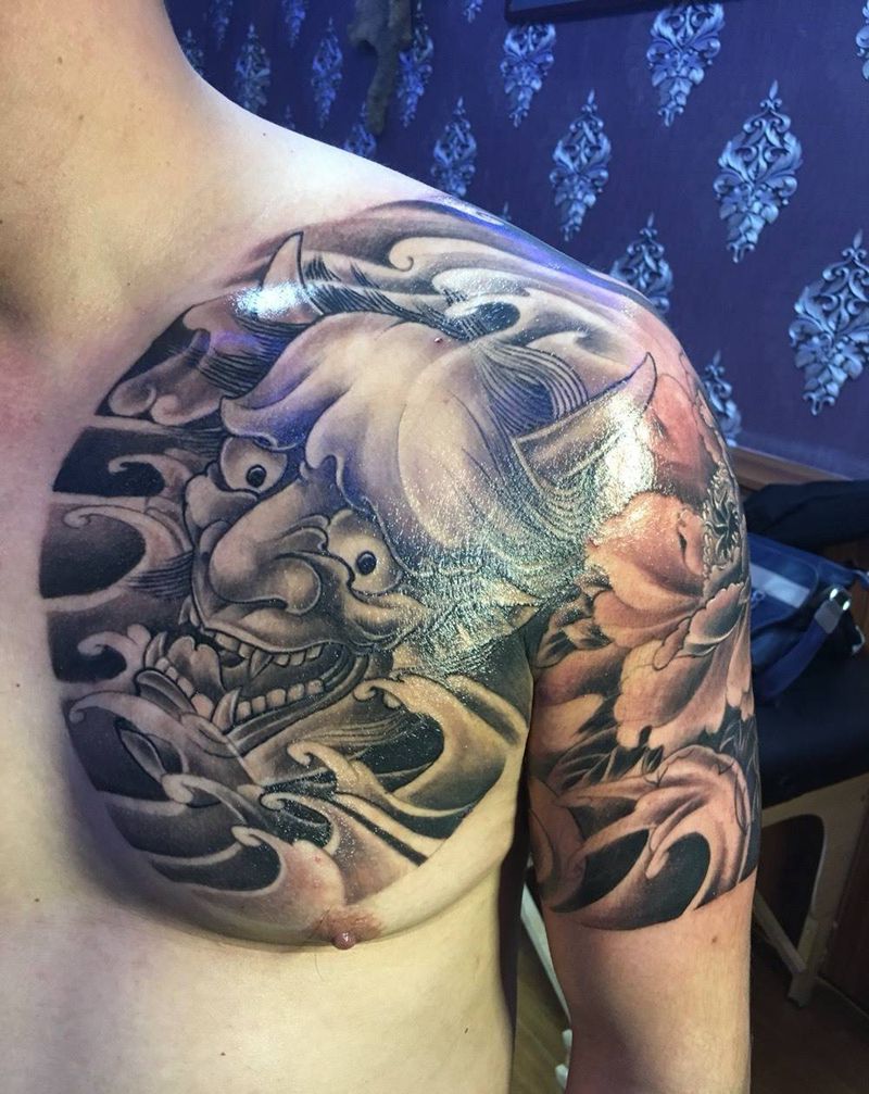 半甲般若纹身图片