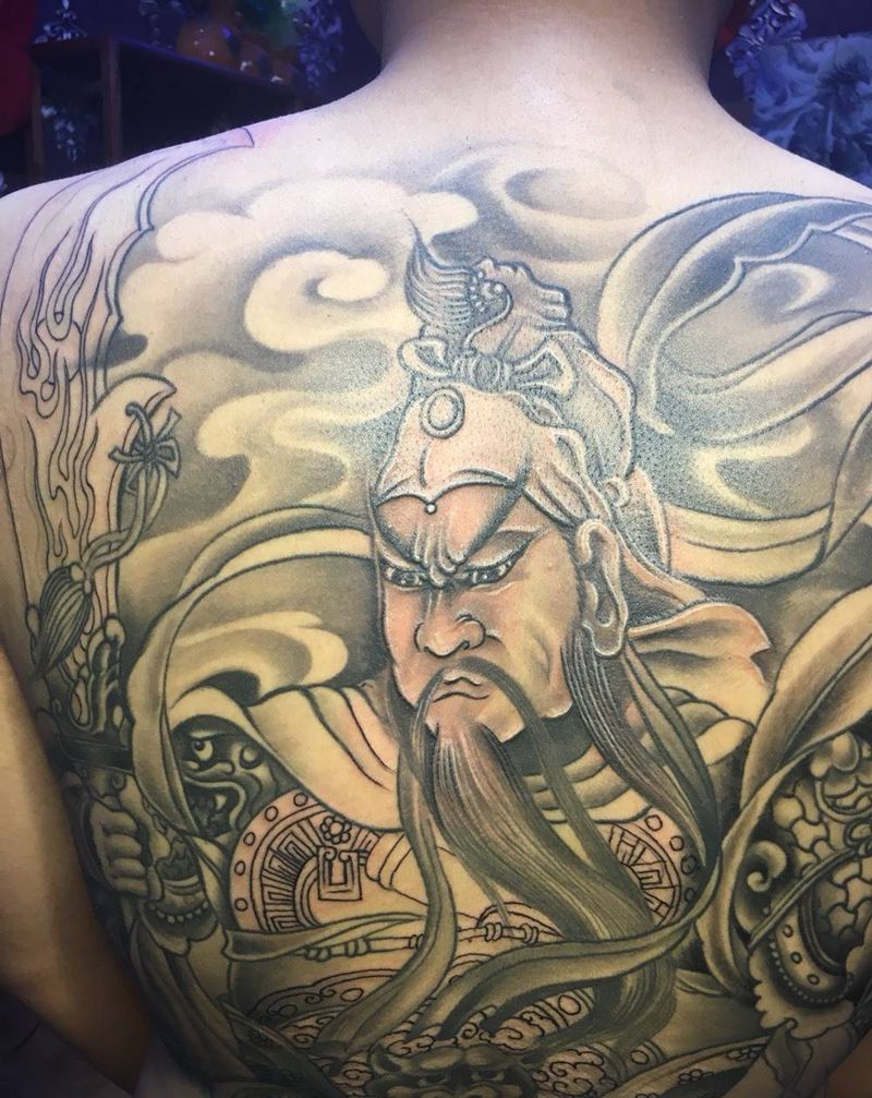 关公 未完成纹身图片