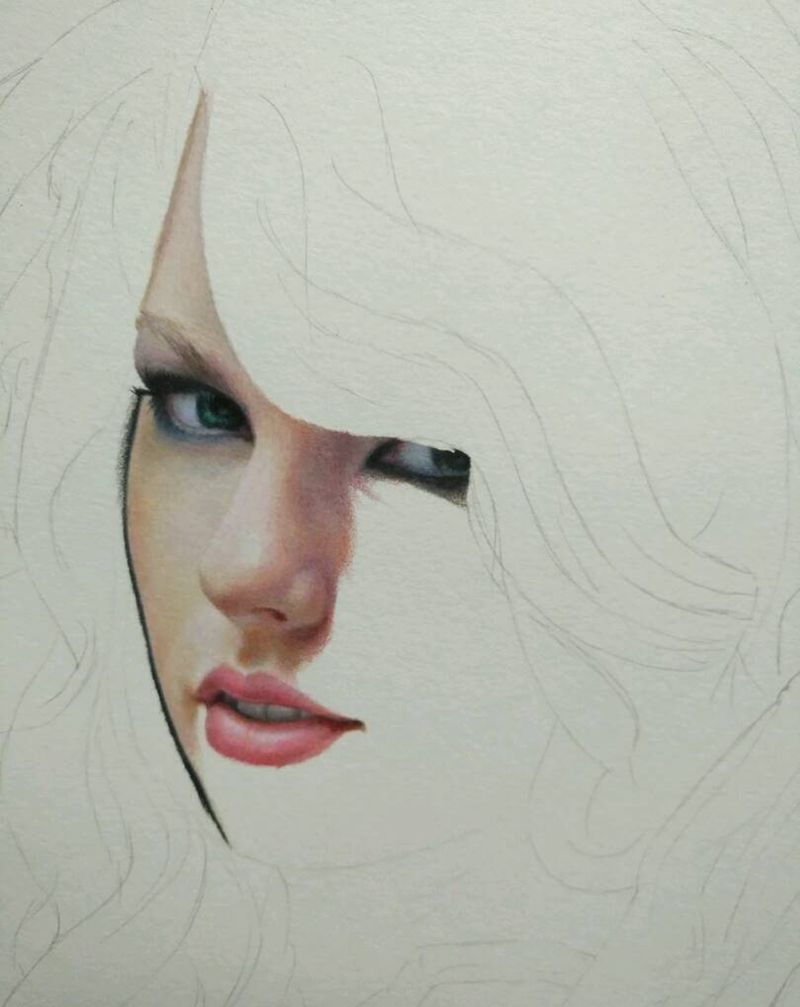 彩铅肖像纹身图片