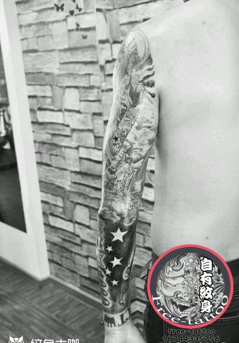 奇卡诺花臂纹身图片