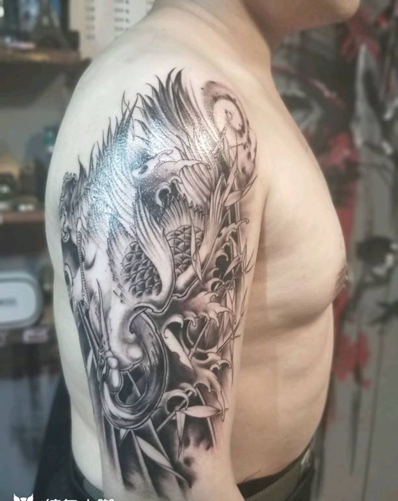 鹤纹身图片_手臂新传统纹身图案