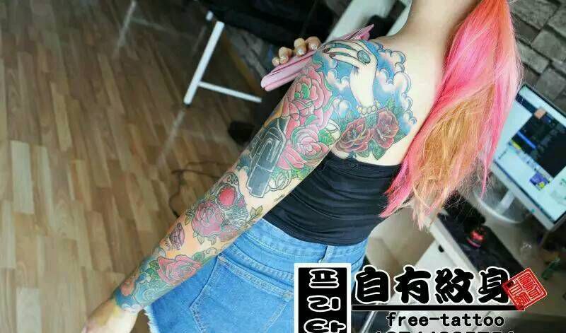 new school 花臂纹身图片