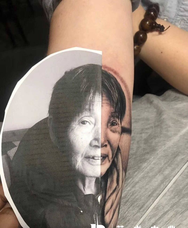 客人自带肖像 纪念自己的亲人纹身图片_写实 肖像纹身图案