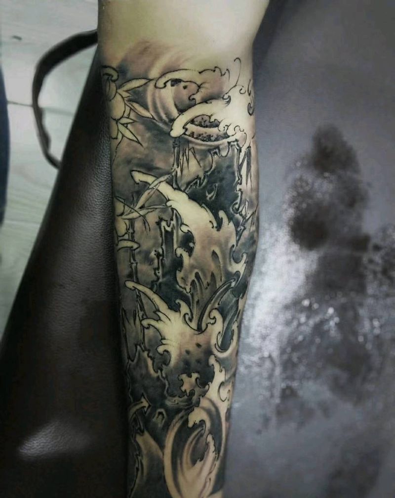 般若纹身图片_腿部新传统纹身图案