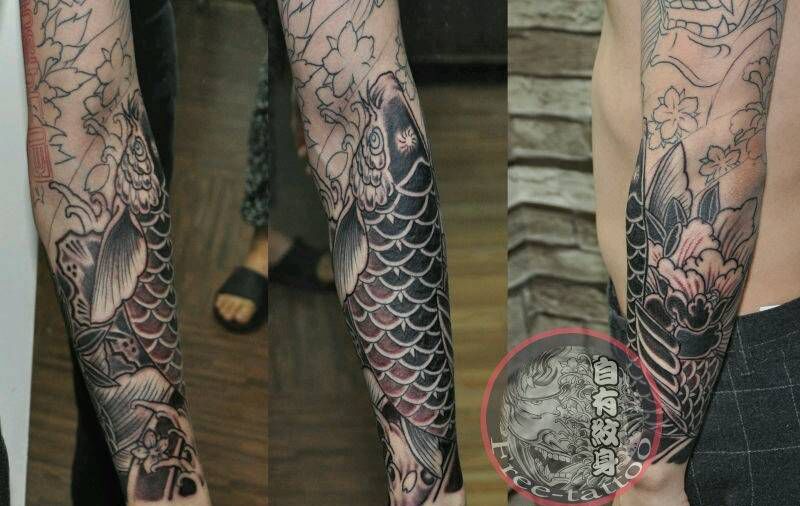 花臂未完纹身图片