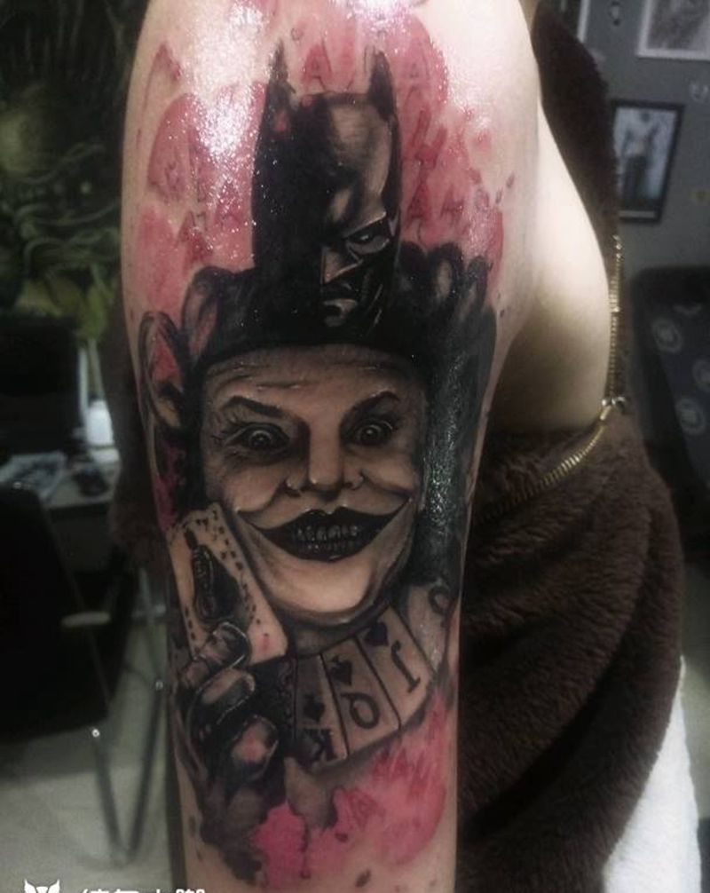 小丑纹身图片_手臂写实人物成品纹身图案