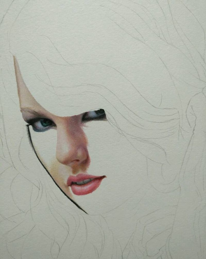 彩铅人像纹身图片
