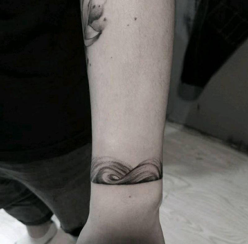 手环纹身图片_手部水墨纹身图案