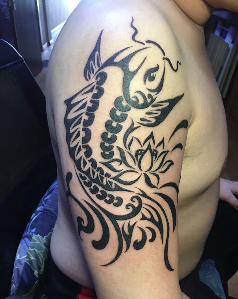 图腾鱼纹身图片