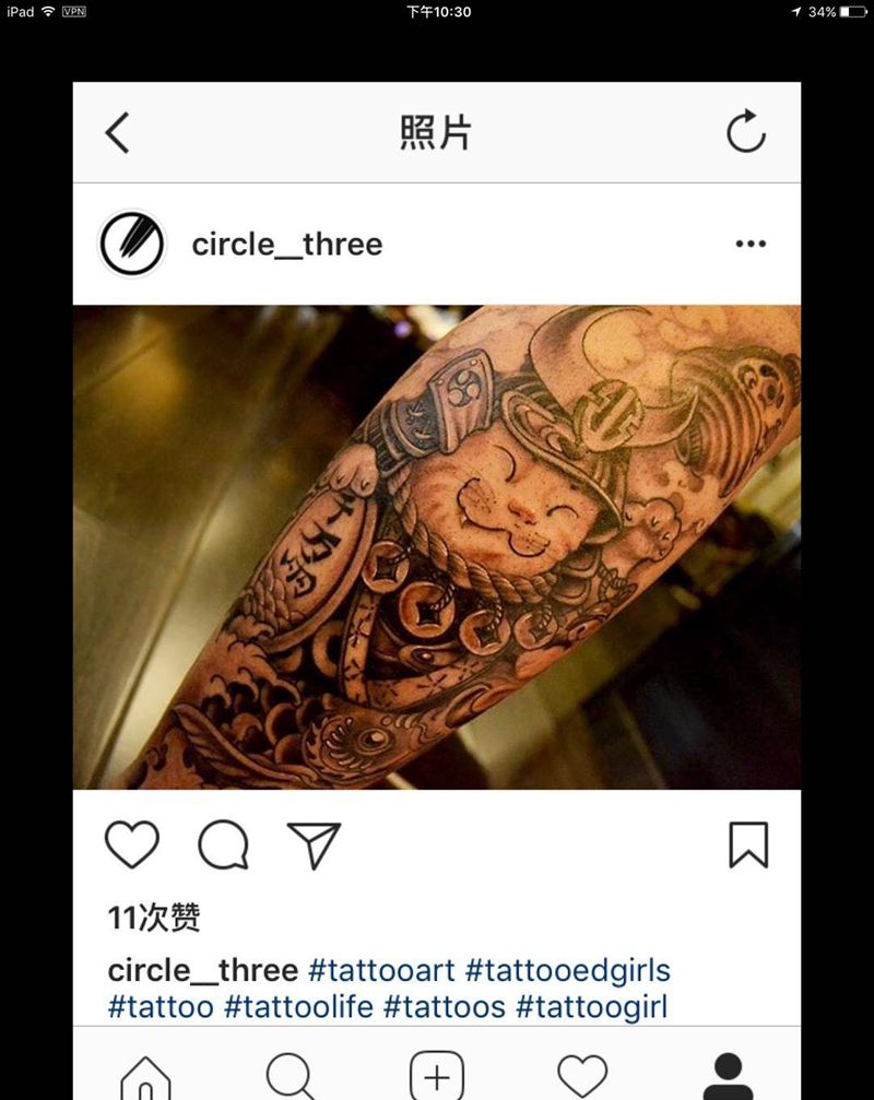 招财猫纹身图片