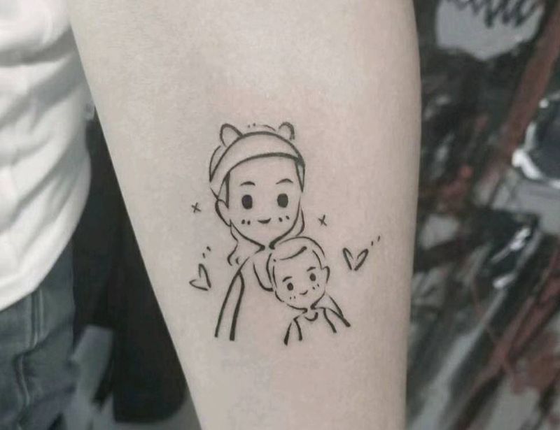 亲情纹身图片_手臂几何纹身图案