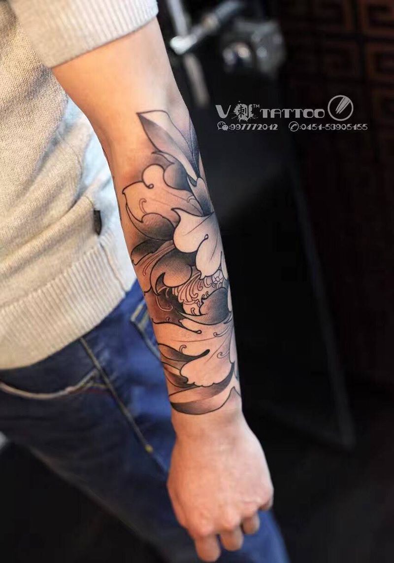 荷花作品纹身图片