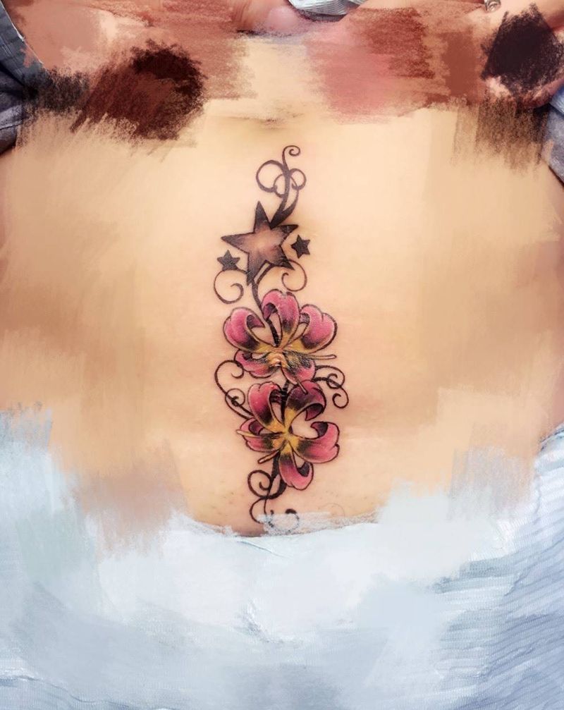 刨妇产疤痕遮盖纹身图片