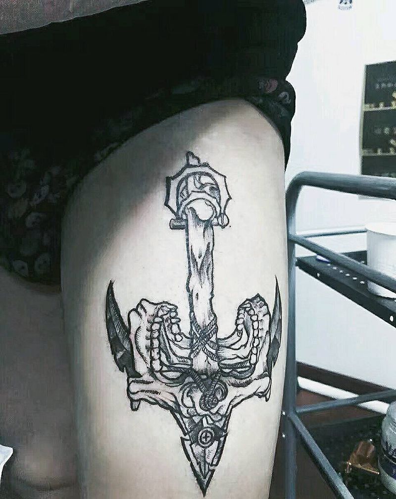 。纹身图片_腿部贴纸几何成品纹身图案