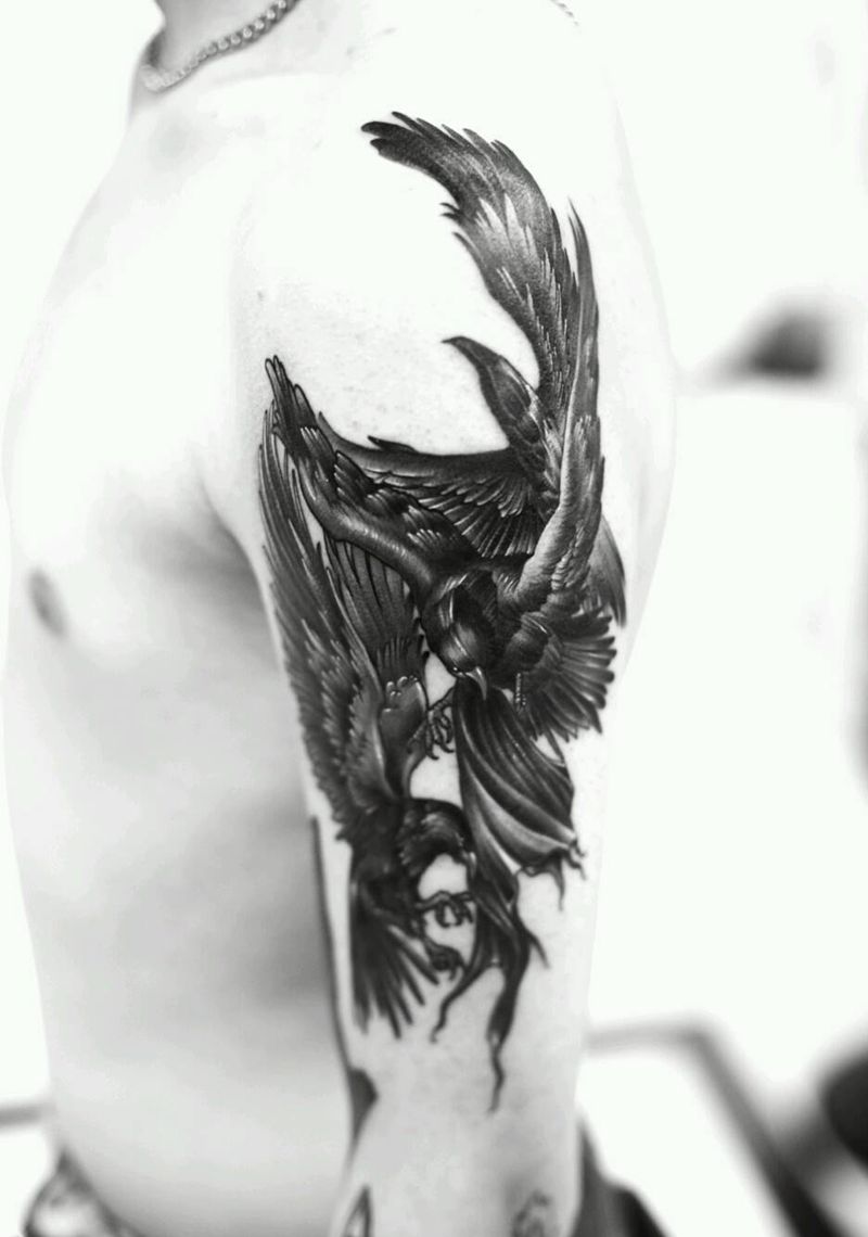 三只乌鸦纹身图片