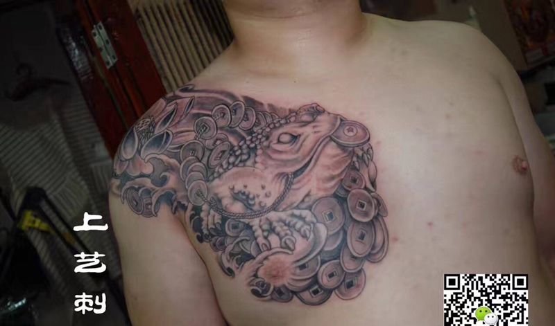 招财金蟾纹身图片