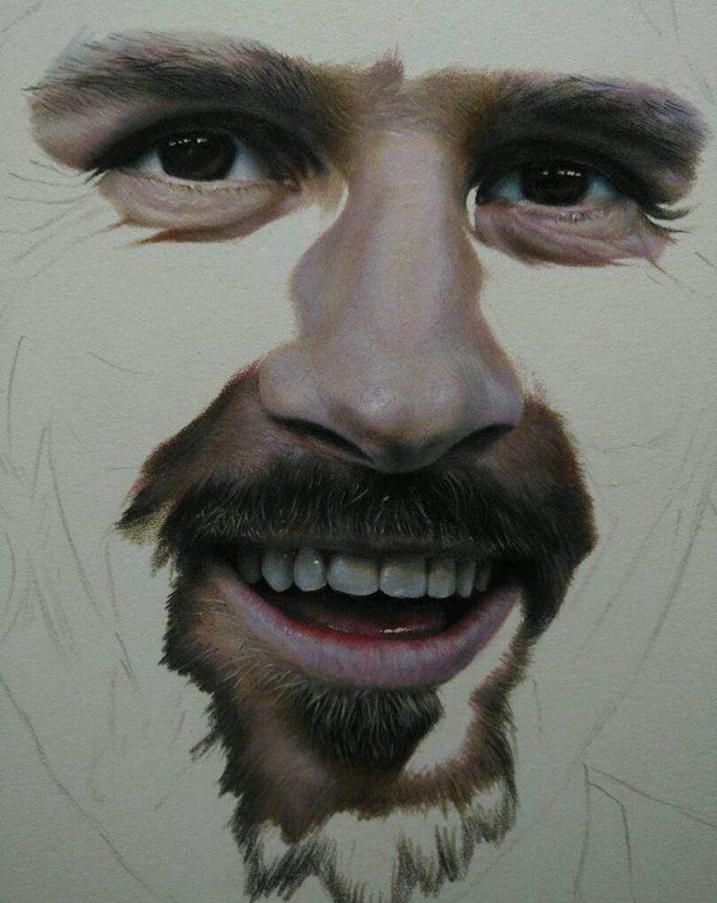 圆叁彩铅画纹身图片