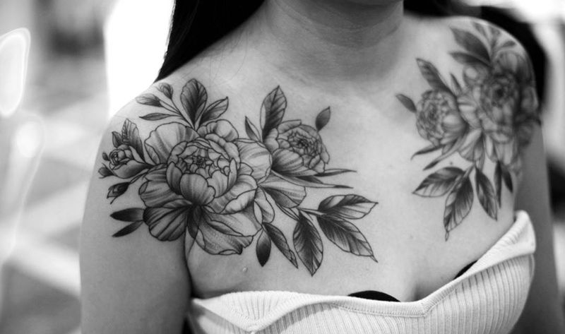 花的胸纹身图片