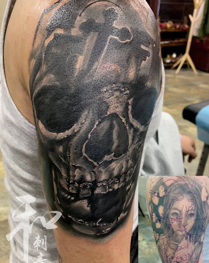 覆盖纹身图片_胸部手部新传统Old School纹身图案