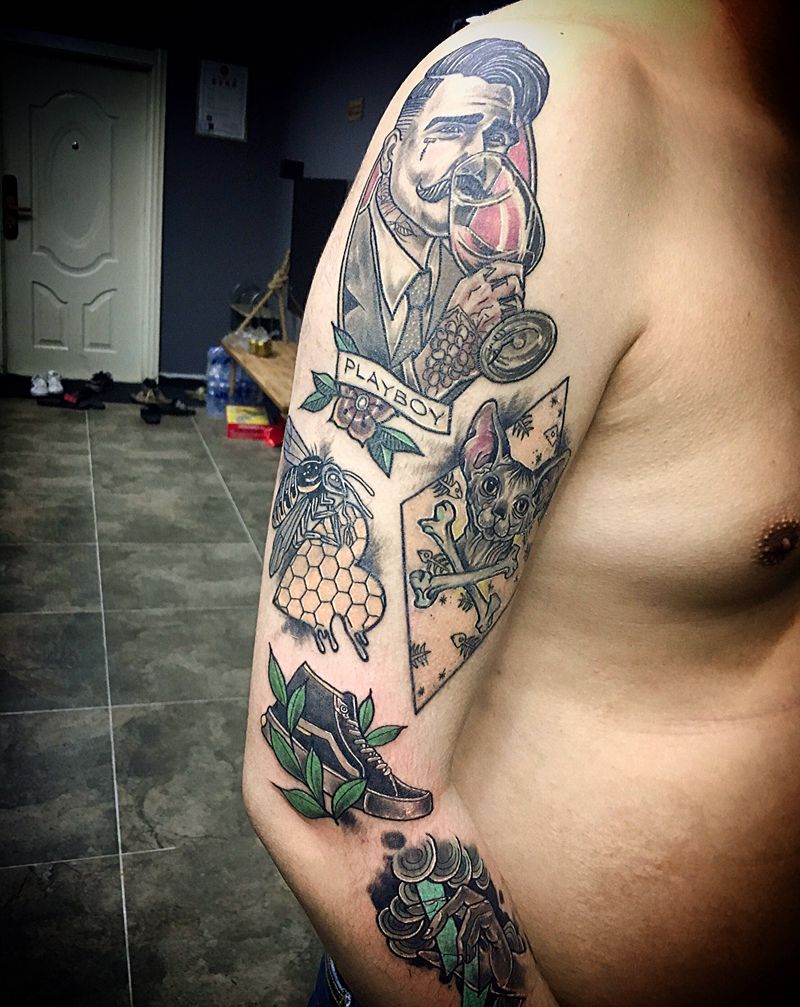 New school纹身图片_手臂纹身图案