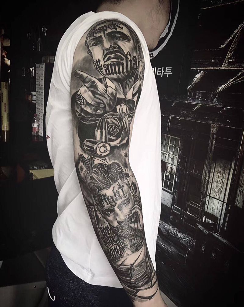 欧美花臂纹身图片_手部纹身图案